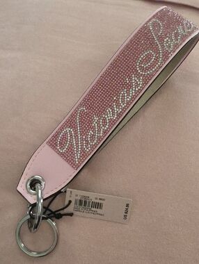 Victoria's Secret Pink Crystal-Logo Wristlet Keyring